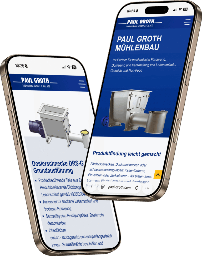 Paul Groth - mobile Ansicht der Webseite auf einem Iphone