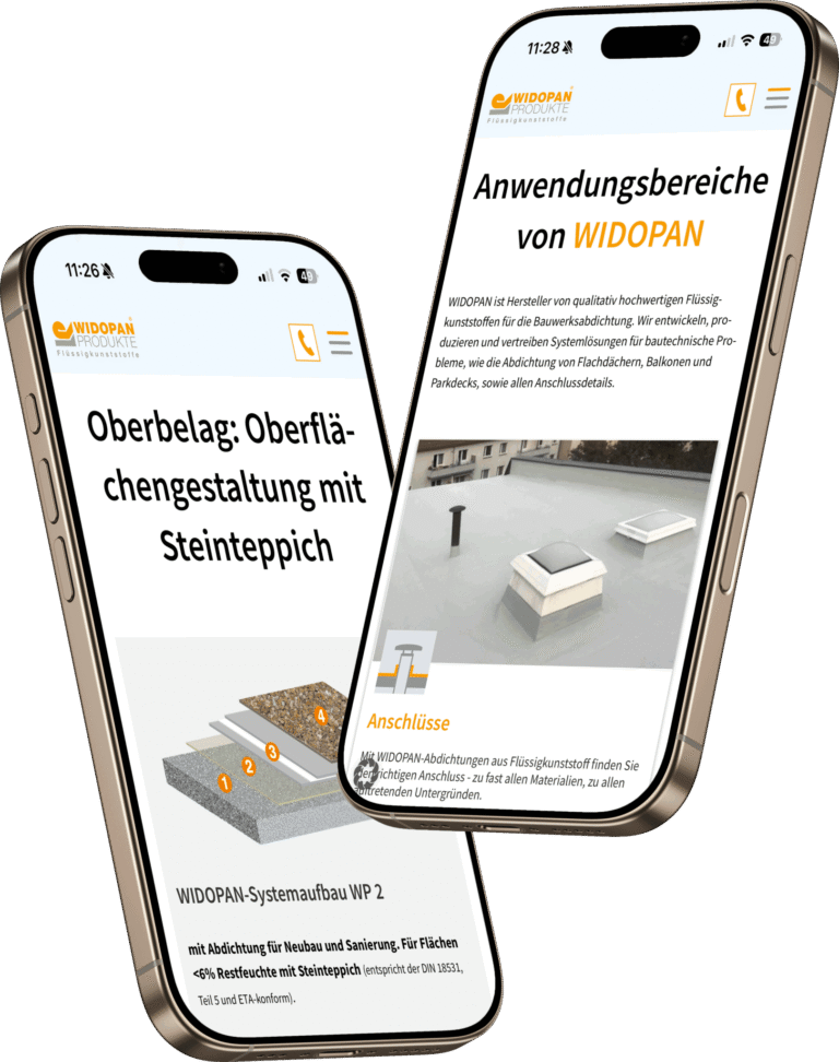 Widopan - mobile Ansicht der Webseite auf dem Iphone